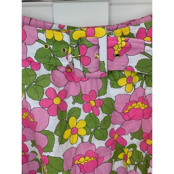 Show Me Your Mumu Fiona Mini Skirt in Fresh Floral Medium Pull On Lined Belted - Picture 4 of 5